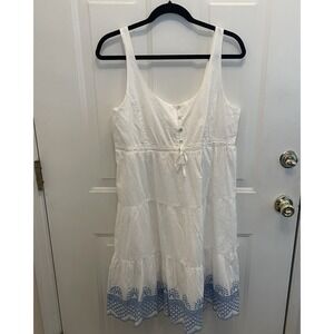 Seraphine Embroidered Eyelet Sleeveless Cotton Maternity Sundress White Womens 8